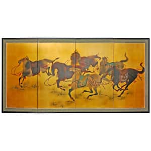 36 in. x 72 in. "Riders in the Storm on Gold Leaf" Wall Art