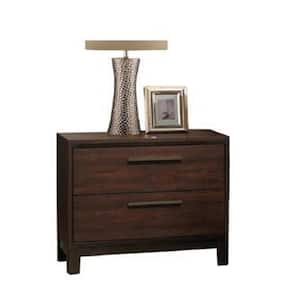 Edmonton 2-Drawer Rustic Tobacco and Dark Bronze Nightstand