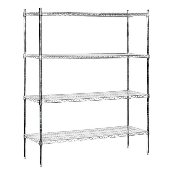 Salsbury Industries Chrome 3-Tier Welded Wire Shelving Unit (60 in. W x 74 in. H x 18 in. D)
