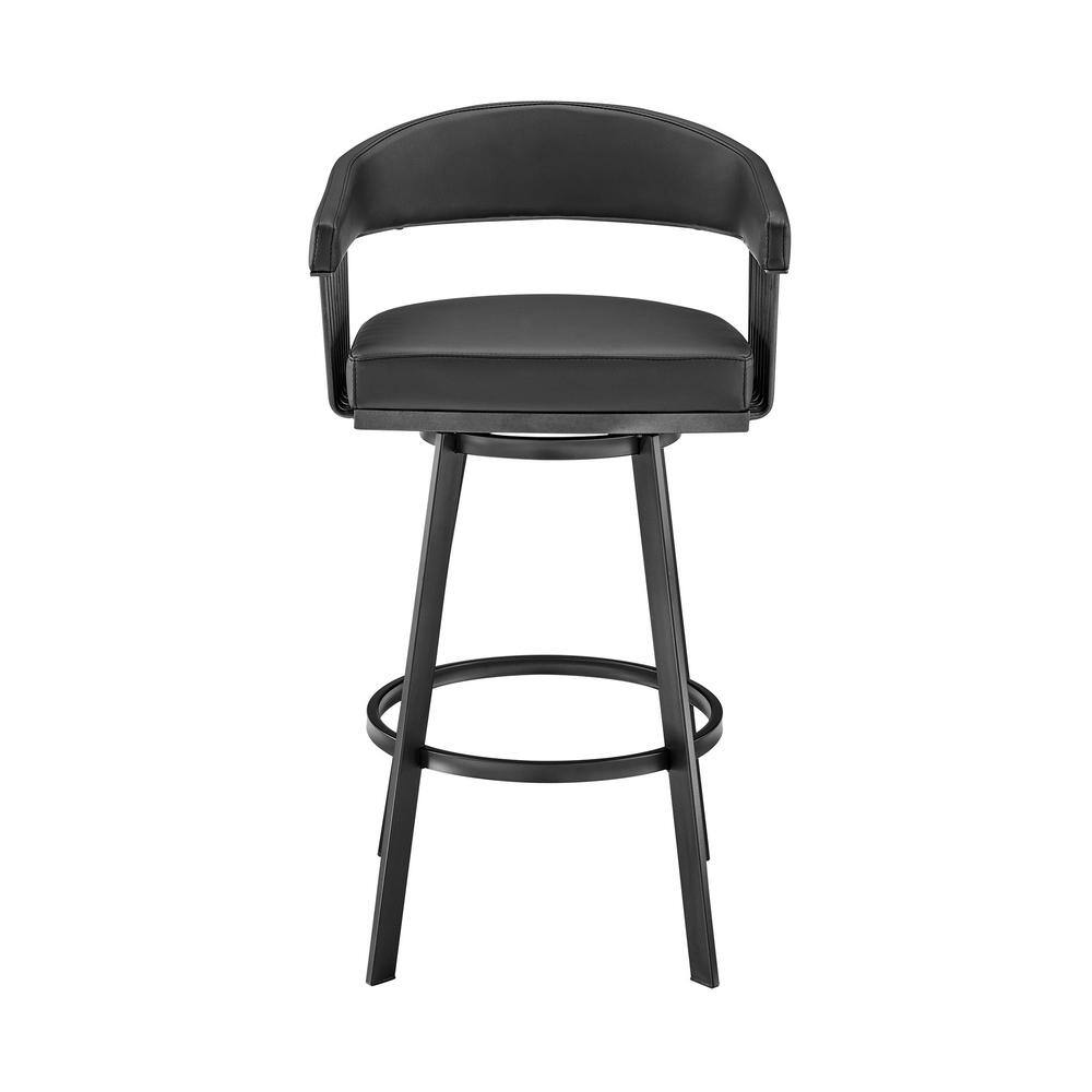 Chelsea Black Faux Leather Swivel Counter Stool