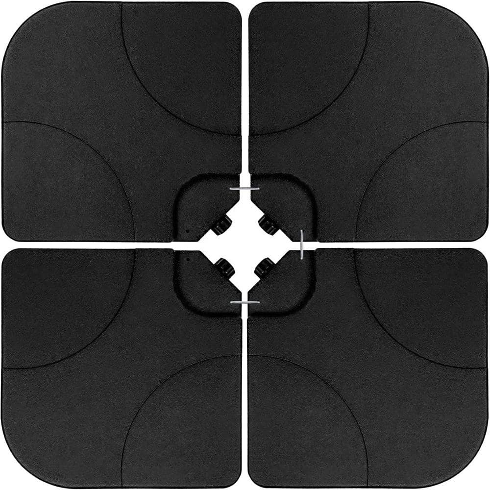 Misopily 4-Piece Cantilever OffSet Patio Umbrella Base Stand w/U Locking Shape Weights Water Market Umbrella Square Base in Black