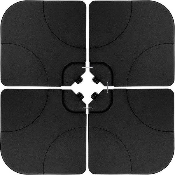 Misopily 4-Piece Cantilever OffSet Patio Umbrella Base Stand w/U Locking Shape Weights Water Market Umbrella Square Base in Black