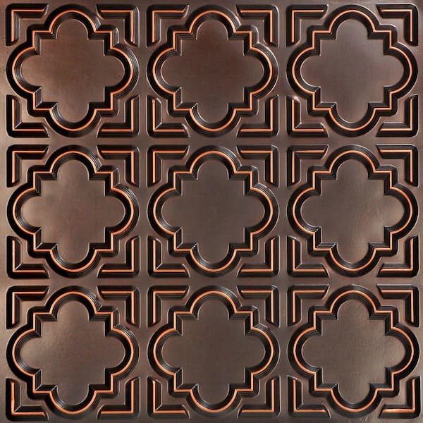 from Plain to Beautiful in Hours Whirligigs 2 ft. x 2 ft. Glue Up PVC Ceiling Tile in Antique Copper (100 Sq. ft./Case)