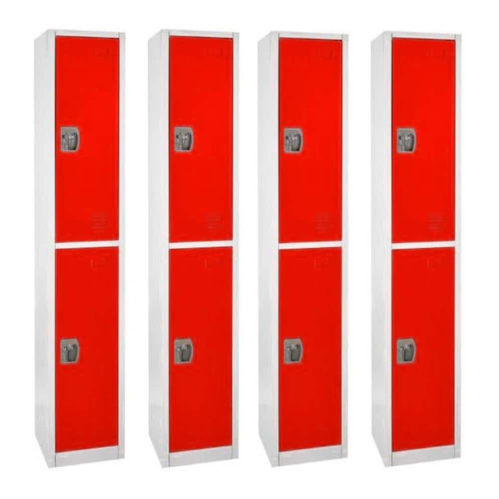 629-Series 72 in. H 2-Tier Steel Key Lock 2-Shelf Storage Locker Free Stand