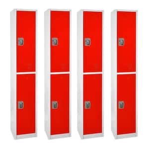 629 Series 72 in. x 12 in. x 12 in. Double-Compartment Steel Tier Key Lock Storage Locker, Red (4-Pack)