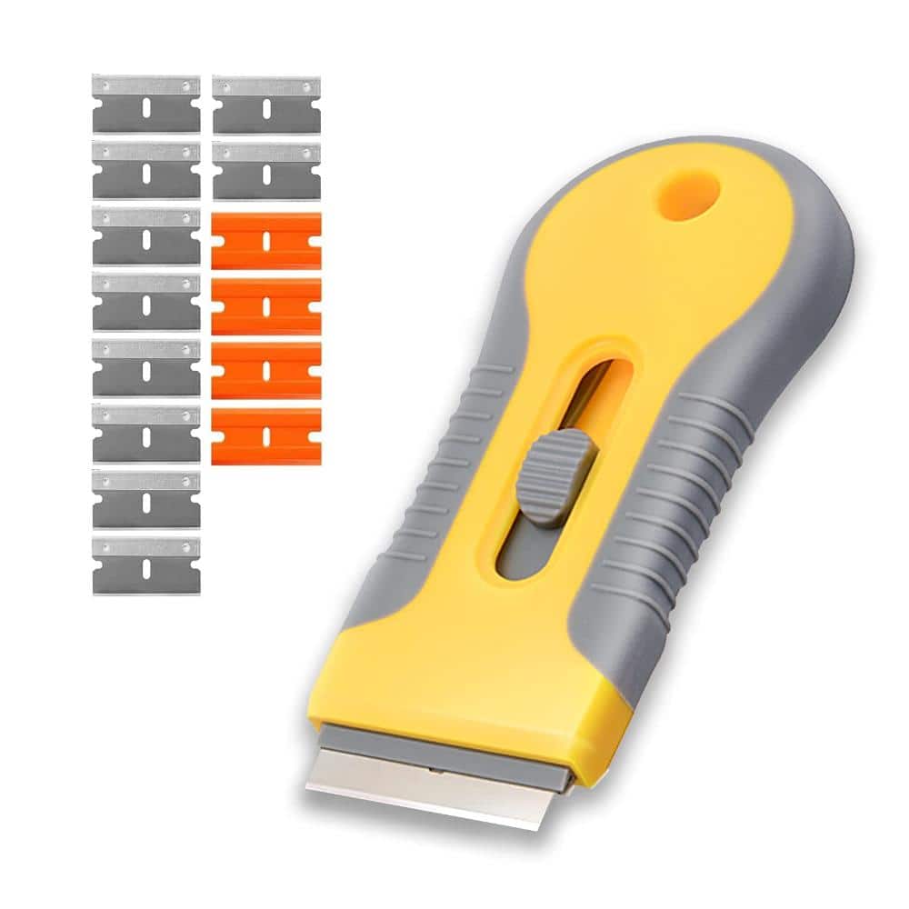 15-Piece Carbon Steel Razor Blade Scraper Tool Kit with 15 Blades, for Glass, Cooktop, Labels Extra Tool