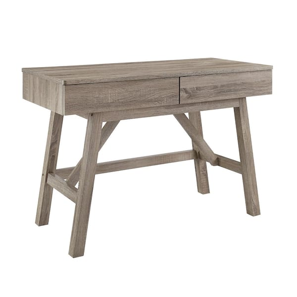 Linon Home Decor Stacey 47.13 in. Rectangle Gray Wood 2-Drawer Office Writing Desk