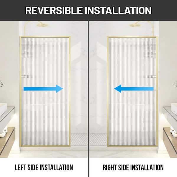 ANZZI Welle 34 in. W x 74 in. H Fixed Framed Shower Door in