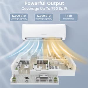 21 SEER2 12,000 BTU 1 Ton Ductless Mini Split Air Conditioner with Heat Pump Energy Star Certified 208/230V