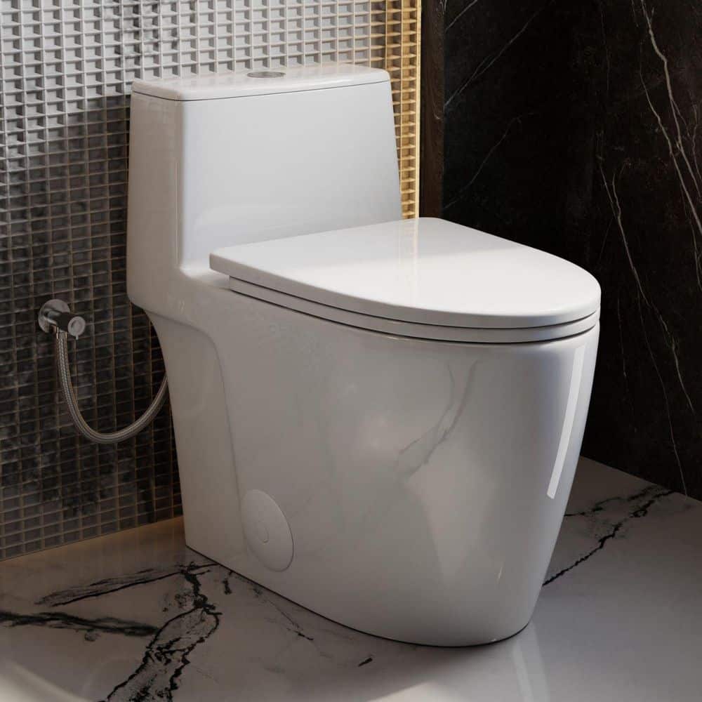 Los Flexi 17.3 in. 1-Piece Toilet White Elongated Bowl and ADA