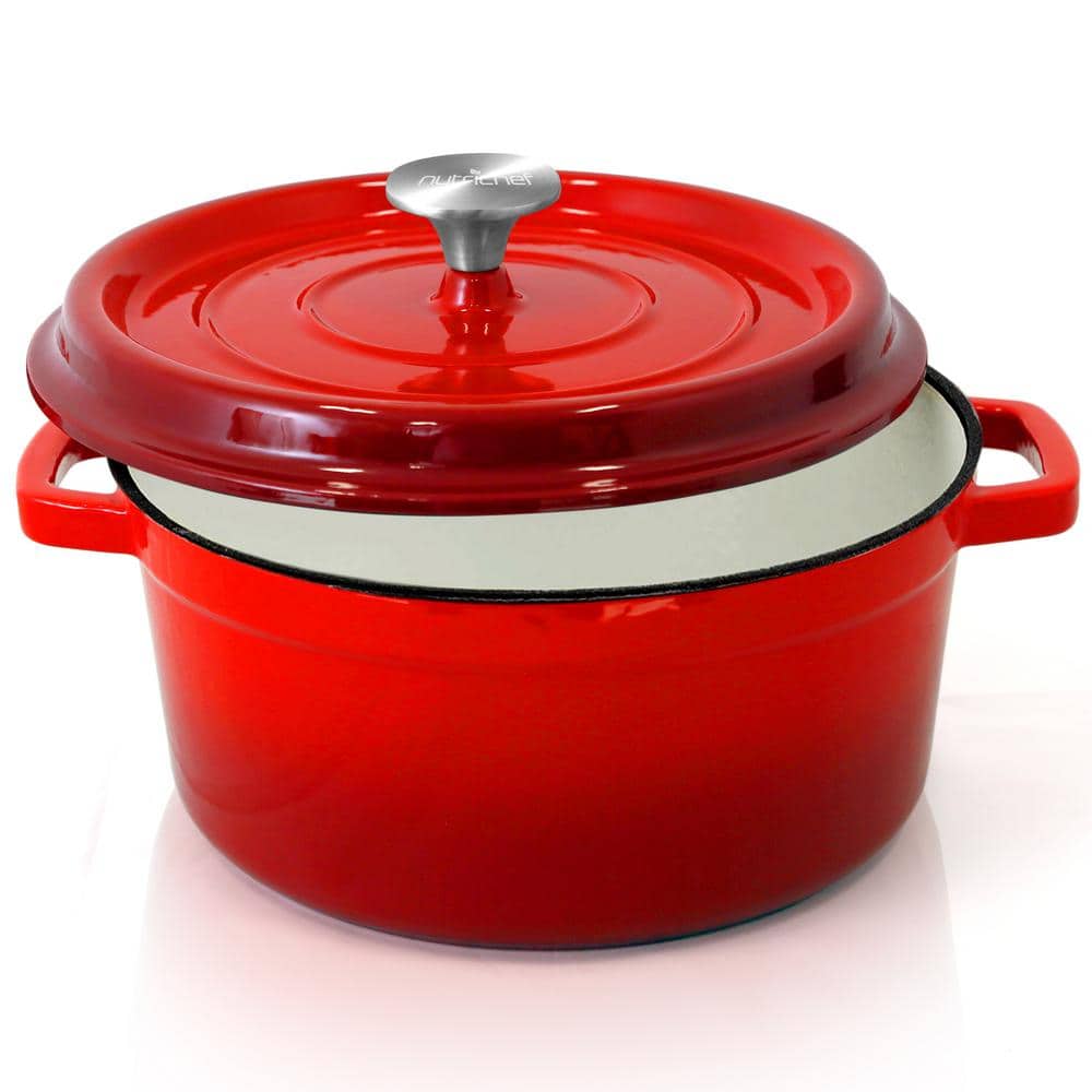 Red 5-Quart Enameled Cast Iron Dutch Oven with Lid