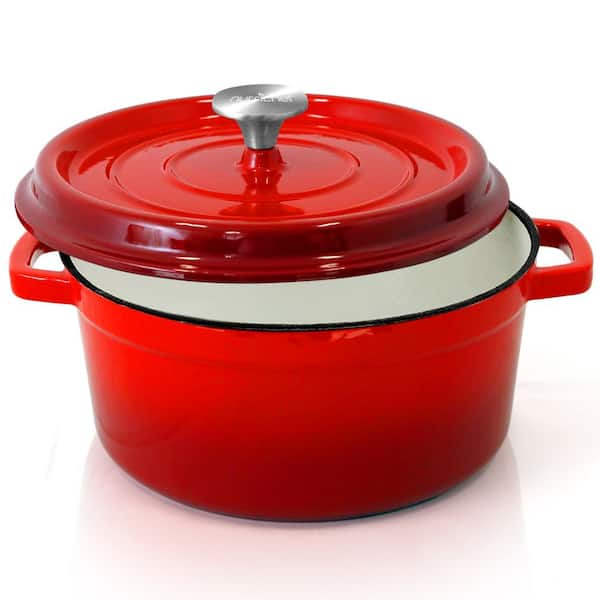 NutriChef Kitchen Dutch Oven Pot - Enamel Coated Cast Iron Pot with Lid,  Stovetop Casserole Pot Style (5 Quart) NCCIEC45 - The Home Depot