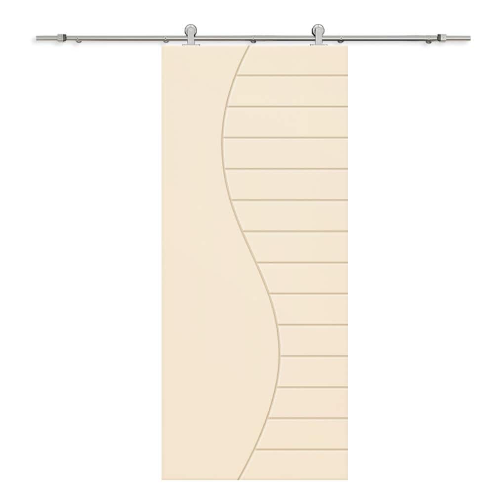 24 in. x 80 in. Beige Painted Composite MDF Paneled Interior Sliding Barn Door with Hardware Kit price history on PriceWatchPro