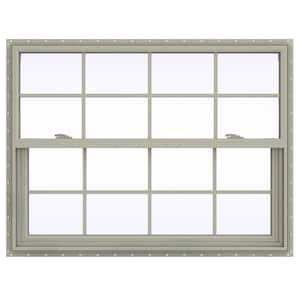 47.5 in. x 35.5 in. V-2500 Series Desert Sand Vinyl Single Hung Window with Colonial Grids/Grilles