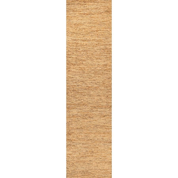 Griffin Rustic Farmhouse Woven Jute Solid Natural 2 ft. x 8 ft. Runner Rug