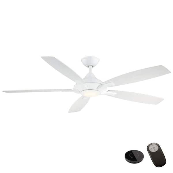 Home Decorators Collection Petersford 56 in. Integrated LED White Ceiling Fan with Light Kit and Remote Control works with Google and Alexa