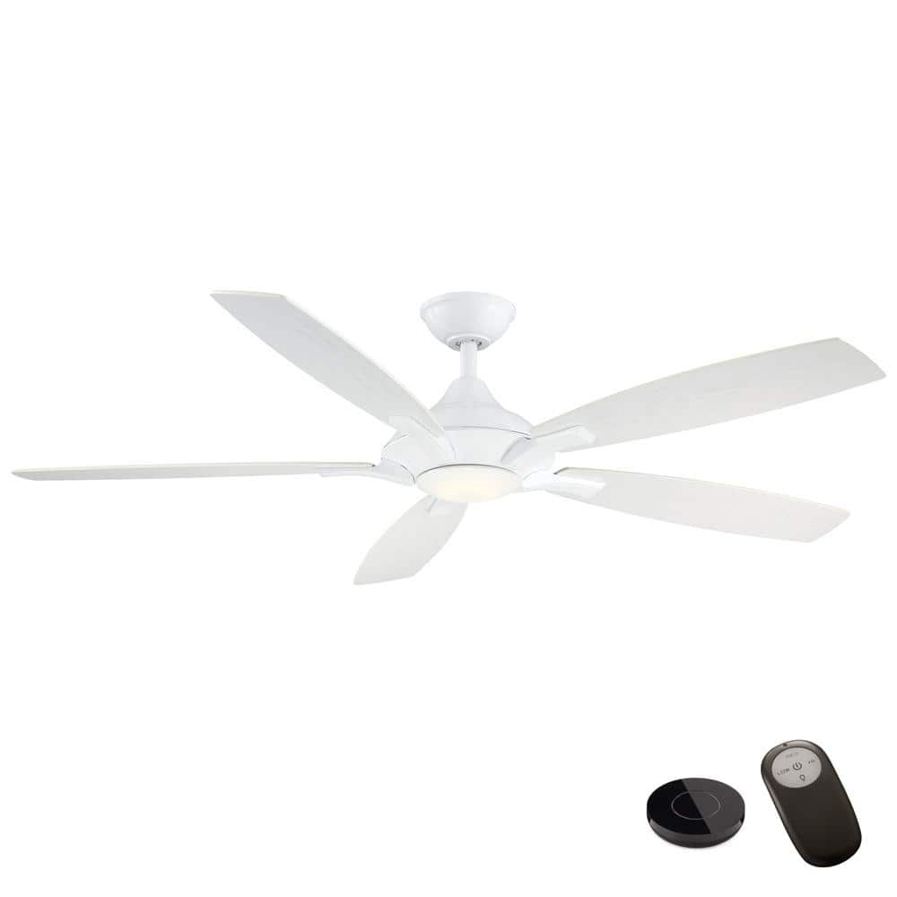 Home Decorators Collection Petersford 56 In Integrated Led White Ceiling Fan With Light Kit And Remote Control Works With Google And Alexa 24627 Bond The Home Depot