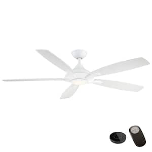 Petersford 56 in. Integrated LED White Ceiling Fan with Light Kit and Remote Control works with Google and Alexa