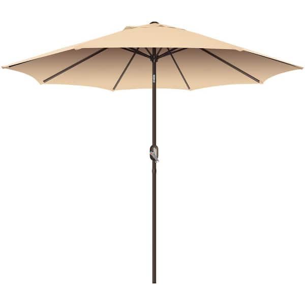 9 ft. Steel Market Tilt Patio Umbrella in Tan with Crank Lift