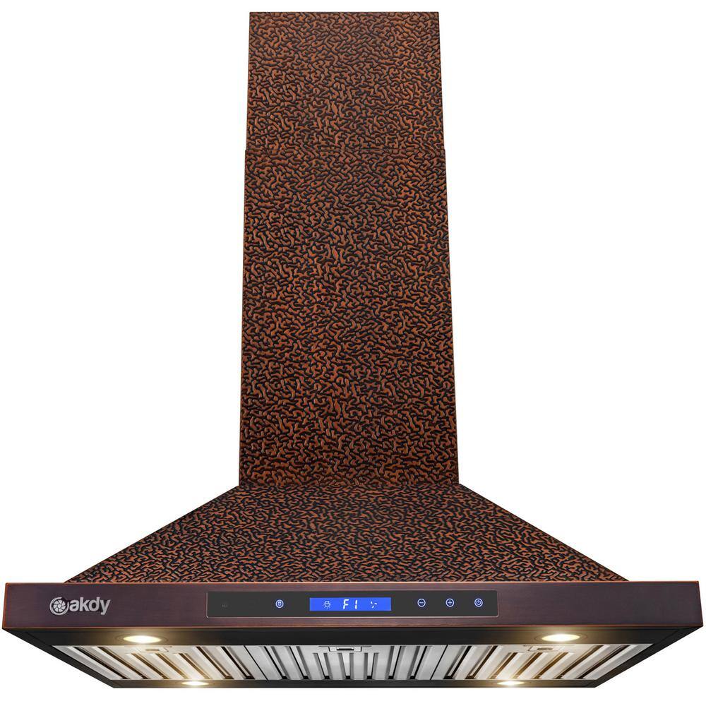 AKDY 36 in. 343 CFM Convertible Kitchen Island Range Hood in Embossing