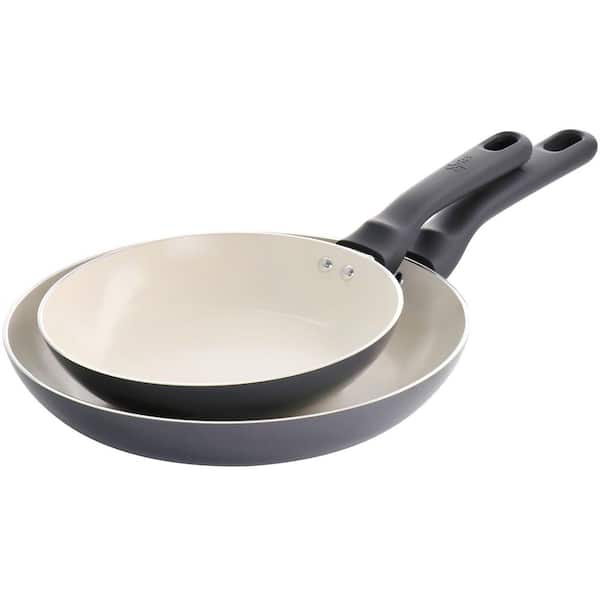 Savory Saffron 2-Piece Ceramic Nonstick Aluminum Frying Pan Set in Grey