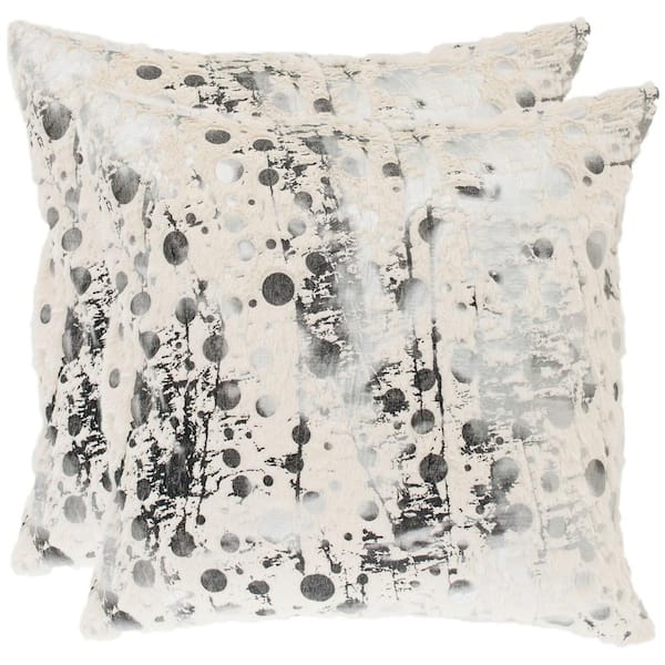 SAFAVIEH Nars White/Charcoal Gray 20 in. x 20 in. Throw Pillow (Set of 2)