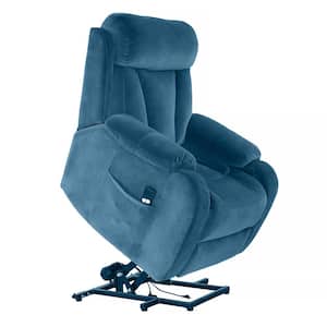 Blue 31'' Wide Power Lift Assist Standard Recliner Velvet Polyester Blend With Remote Control