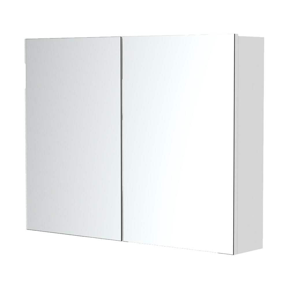 31.5 in. W x 23.5 in. H Rectangular MDF Surface Mount Medicine Cabinet with Mirror in Silver price history on PriceWatchPro