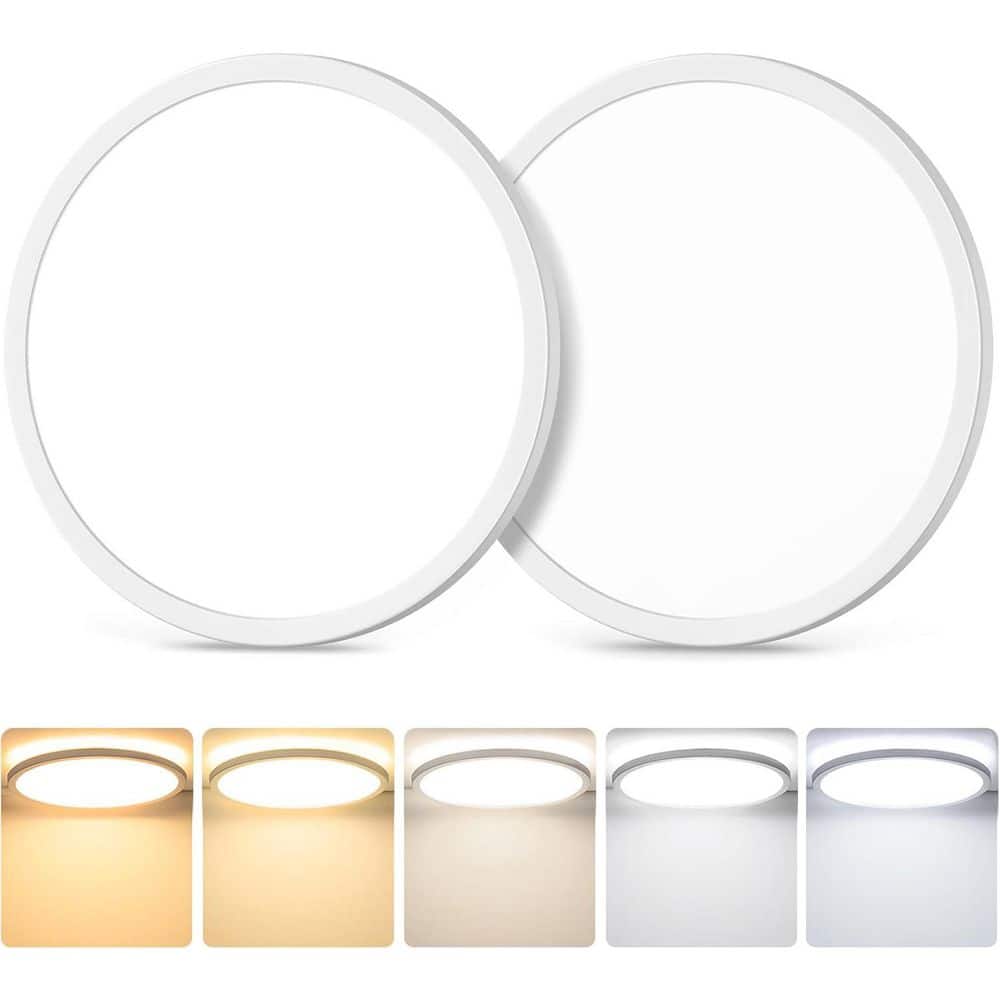 12 in. White (3000K-3500K-4000K-5000K-6500K) 5CCT Selectable Integrated LED Flush Mount for Kitchens or Bedrooms,2-Pack price history on PriceWatchPro