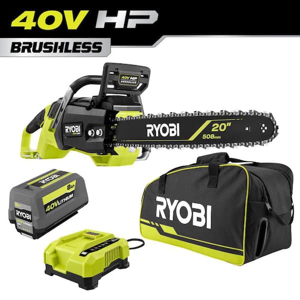 40V HP Brushless 20 in. Battery Chainsaw with Universal Chainsaw Bag, 8.0 Ah Battery and Charger