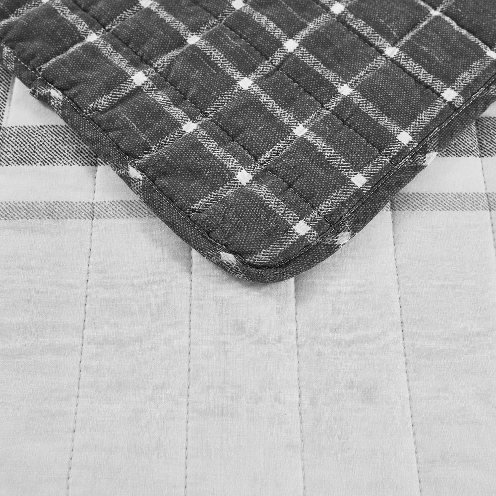 White and Gray Twin Cotton Reversible Quilt Set