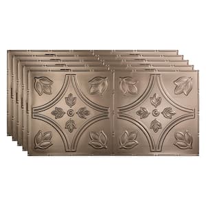 Traditional #5 2 ft. x 4 ft. Glue Up Vinyl Ceiling Tile in Brushed Nickel (40 sq. ft.)