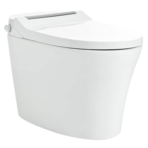 1/1.28 GPF Dual Flush Elongated Smart One-Piece Toilet with Built-in Heated Seat, Auto Flush, Knob Control, White