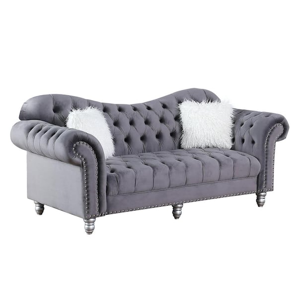 Morden Fort 82 in. W Grey Classic America Chesterfield Tufted Camel ...