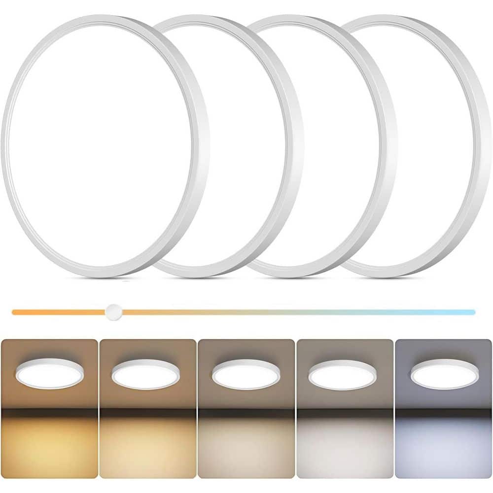 12 in. White Slim Integrated LED Flush Mount 3600 Lumens 5CCT Adjutable Indoor Bedroom Closet Kitchen Lighting (4-Pack) price history on PriceWatchPro