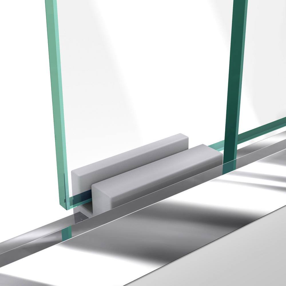 Duet 60" Clear Glass Semi-Frameless Sliding Shower Kit with Brushed Nickel Hardware