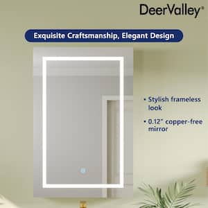 24 in. W x 36 in. H Rectangular Silver Aluminum Surface Mount Medicine Cabinet with Mirror, LED Light, Left Door