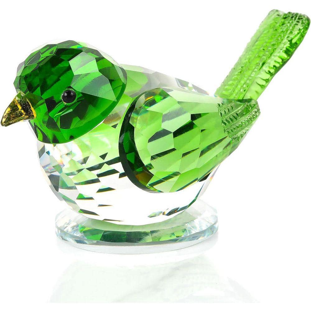 Green 3.9 in. x 2.36 in. Crystal Bird Figurine LINBQ147 - The Home