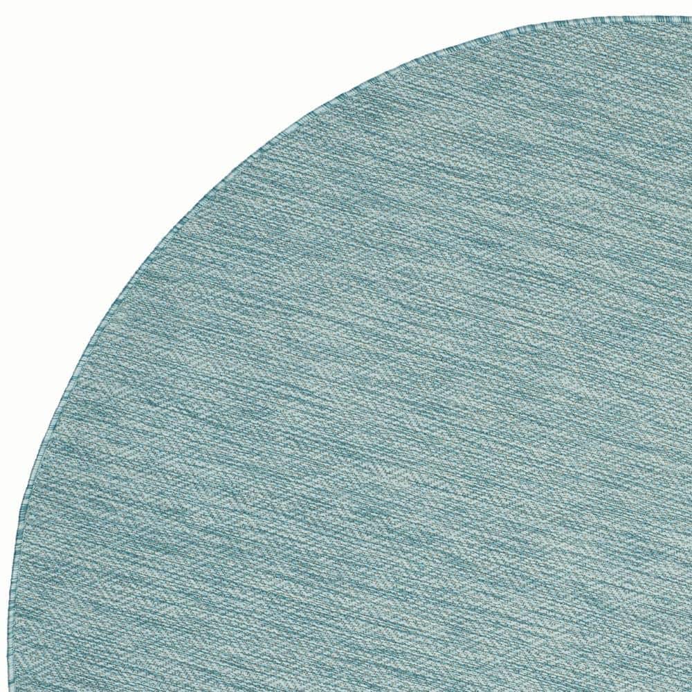 Aqua Round Flat Woven Synthetic Non-slip Rug