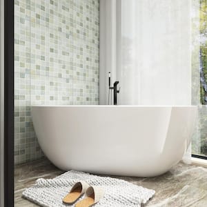 67 in. x 31 in. Soaking Bathtub with Center Drain in Glossy White