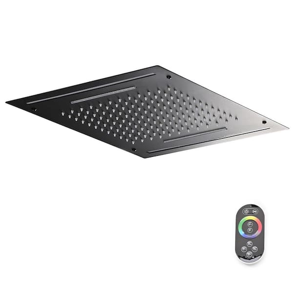 Unbranded 2 Spray Pattern with 10.83 GPM 19.69 in.WallMount Rain Replacement LED Fixed Shower Head with High Pressure in MattBlack