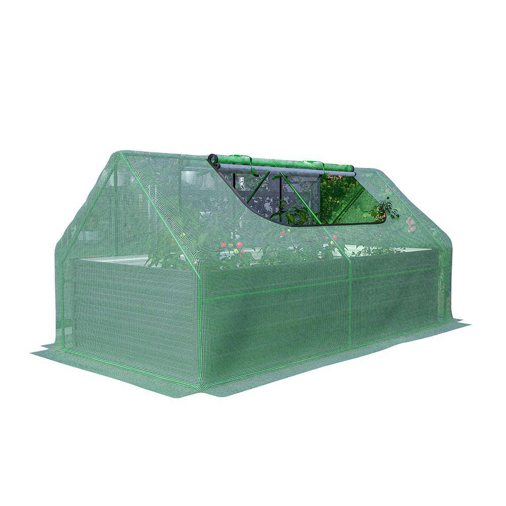 Misopily 94.5 in. Metal Raised Garden Bed, Mini Greenhouse with Cover ...