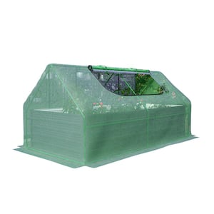 94.5 in. Metal Raised Garden Bed, Mini Greenhouse with Cover, Large Screen Windows for Growing Plants, Gray/Green