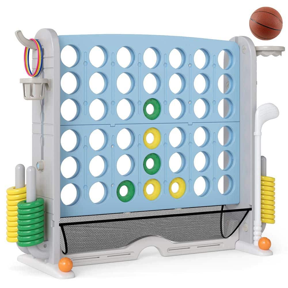 Height Adjustable Jumbo 4-in-a Row Game Set, 4-to-Score Giant Game w/ Basketball Hoop, Light Blue price history on PriceWatchPro
