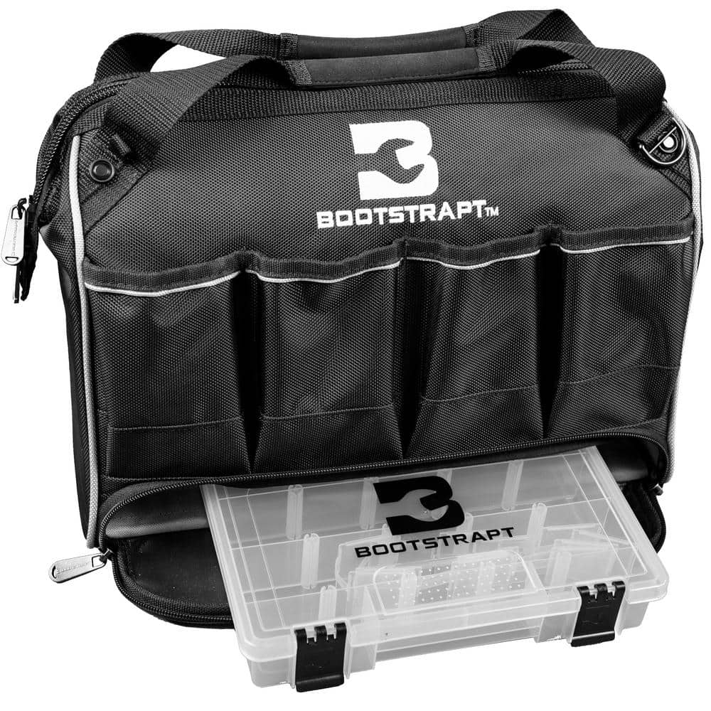 15 in. Black Heavy Duty Tool Duffle Bag with Integrated Parts Bin