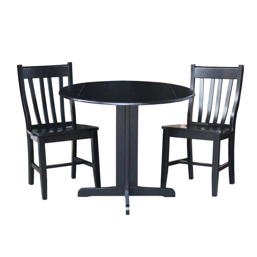 Scandinavian 38" Round Wood Extendable Dining Table in Black