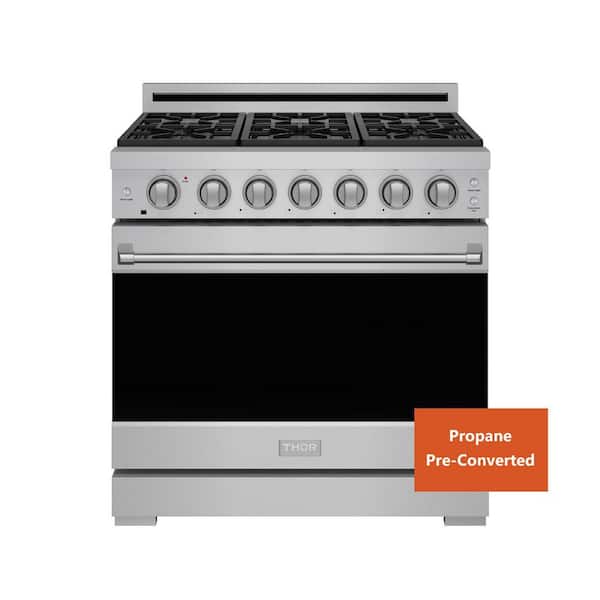 Gordon Ramsay Series Propane Pre-Converted 36 In. 6 Burners Freestanding Gas Range In SS With Convection Fan