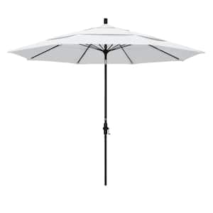 11 ft. Fiberglass Collar Tilt Double Vented Patio Umbrella in White Olefin