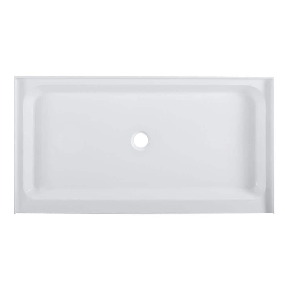 Voltaire 60" x 34" White Acrylic Single-Threshold Shower Base