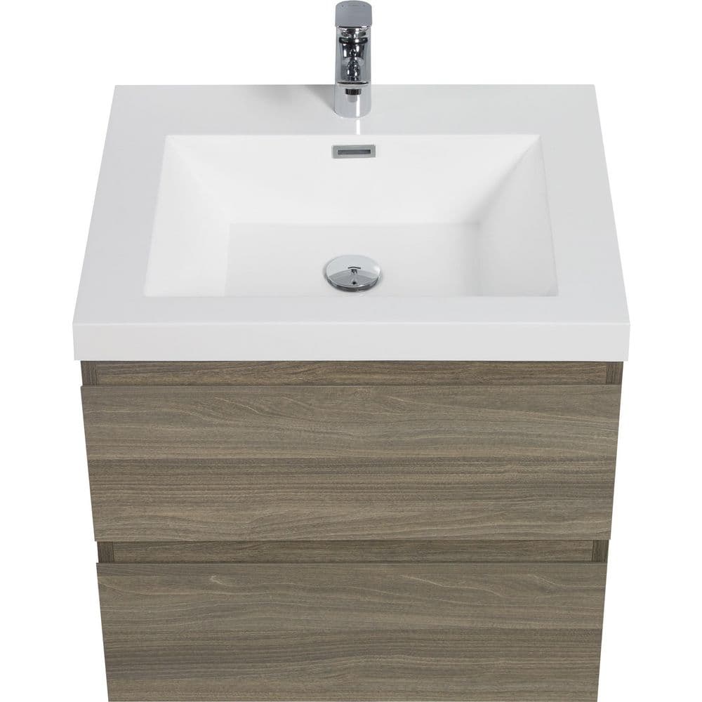 24 in. Single Sink Floating Gray Bath Vanity with White Stone Resin Sink Top price history on PriceWatchPro